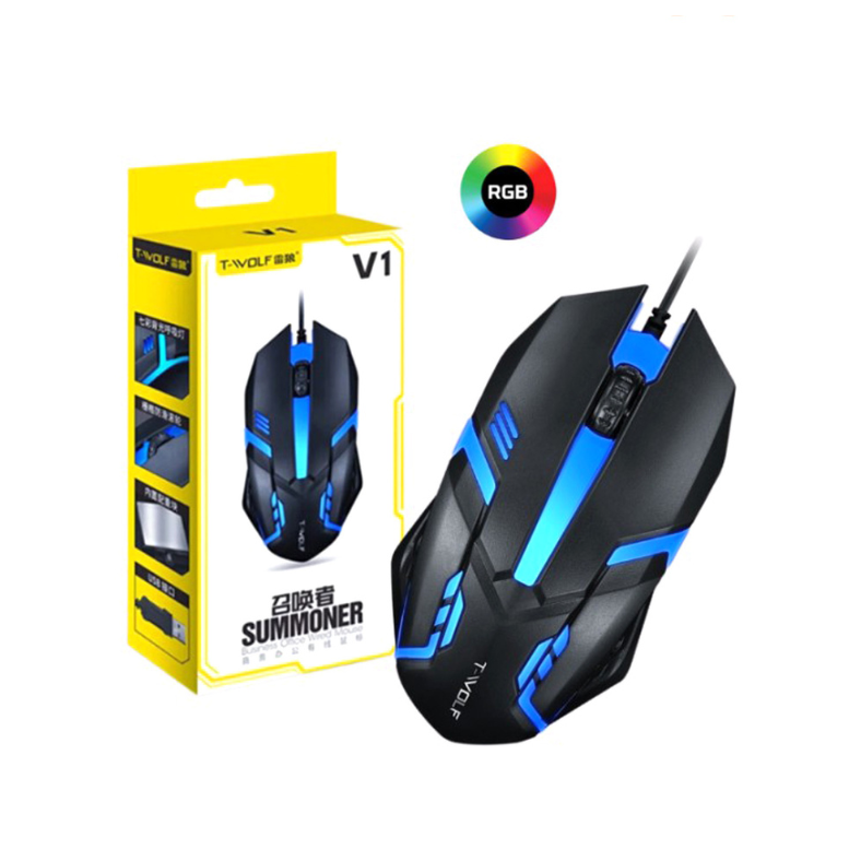 T-Wolf V1 RGB Breathing Light Gaming Mouse 1200DPI