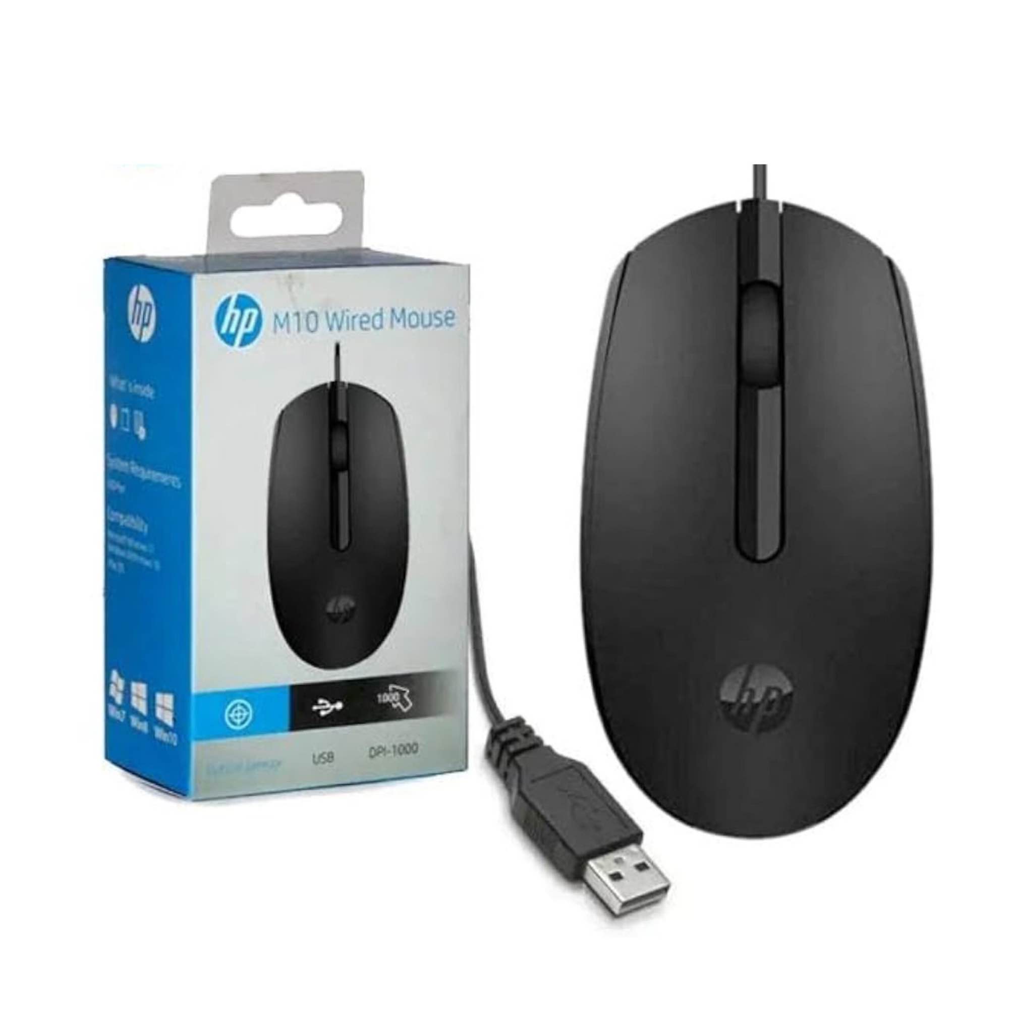 HP Optical Laptop Mouse Portable Desktop Notebook Computer Office USB Wired Gaming Black & White New Mause 1000 DPI