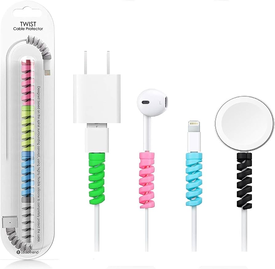 4 Pieces Spiral Charger Cable Protector Data Cable Saver Charging Cord Protective Cable Cover