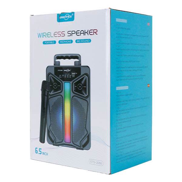 GTS 2066 Wireless Portable Bluetooth Speaker With Led Light Support Mic,FM,AUX,USB,TF Card [With Wireless Mic] 2